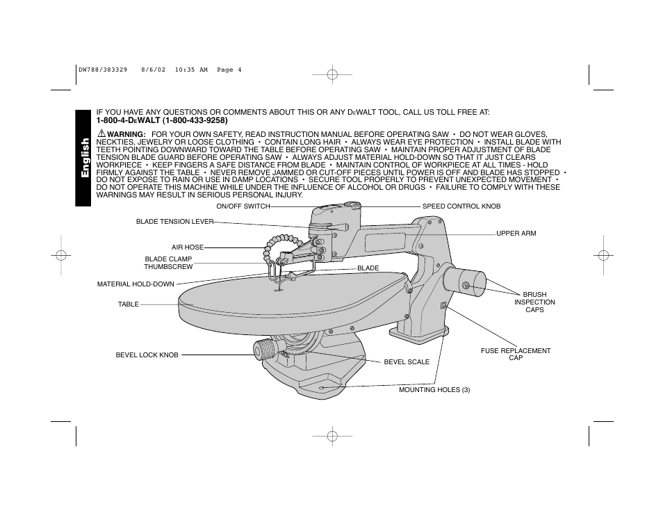 English | DeWalt DW788 User Manual | Page 2 / 10