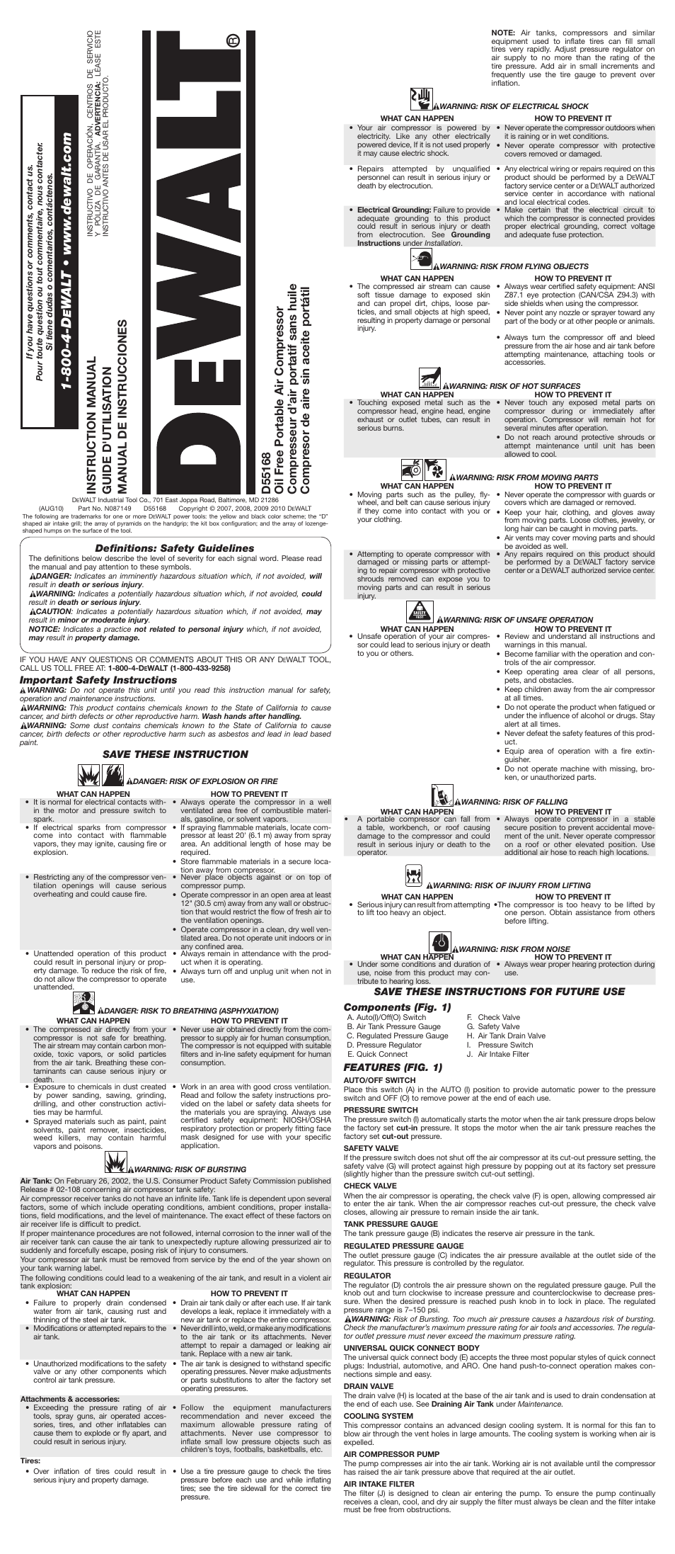 DeWalt D55168 User Manual | 7 pages