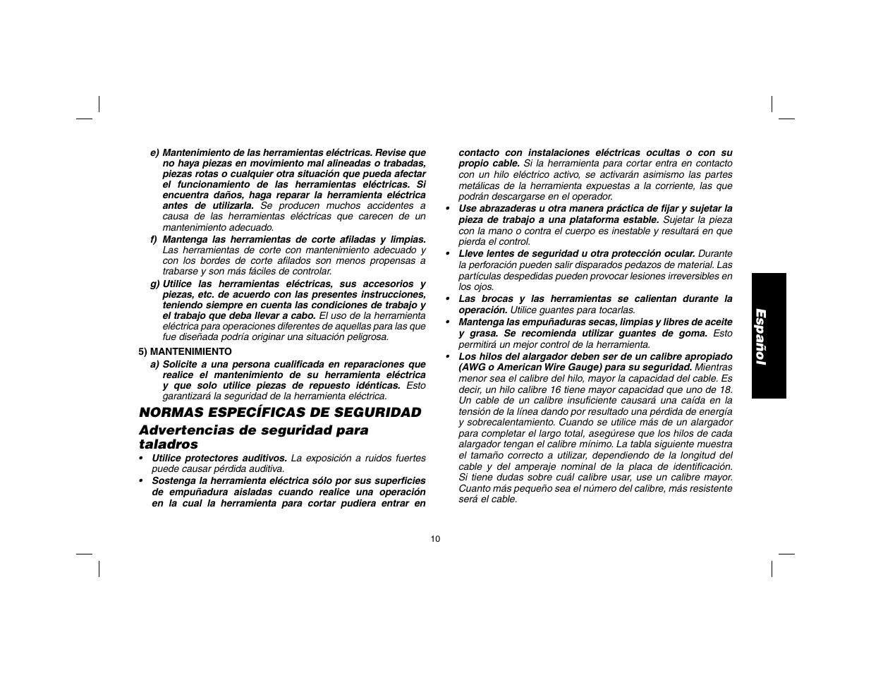 Español | DeWalt DWD010 User Manual | Page 11 / 28