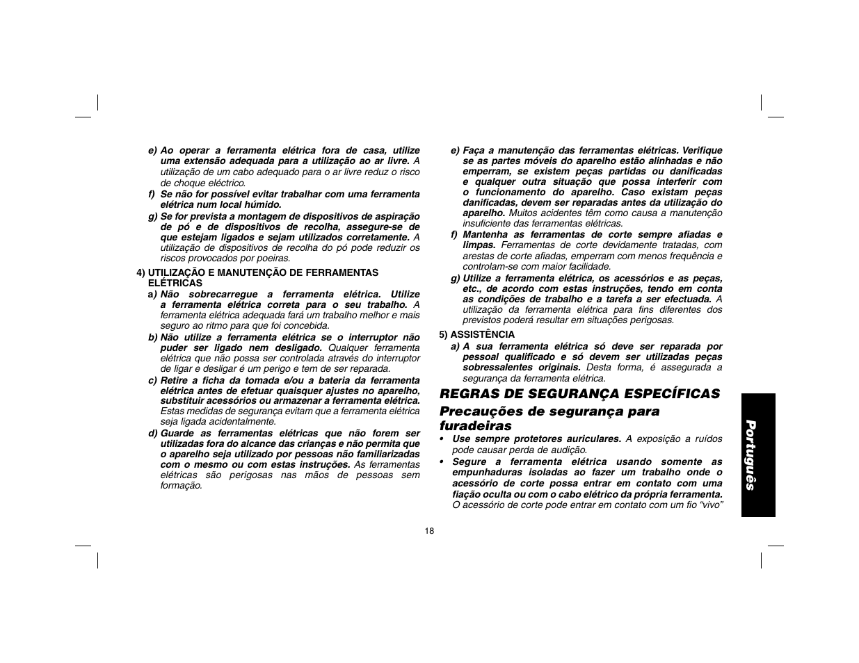 Por tuguês | DeWalt DWD010 User Manual | Page 19 / 28