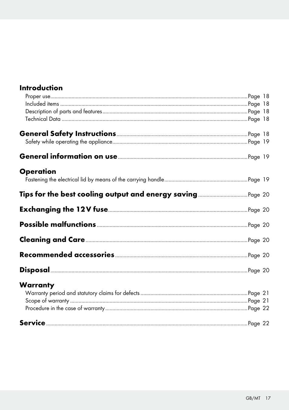 Rocktrail 12V Electric Cool Box User Manual | Page 17 / 29