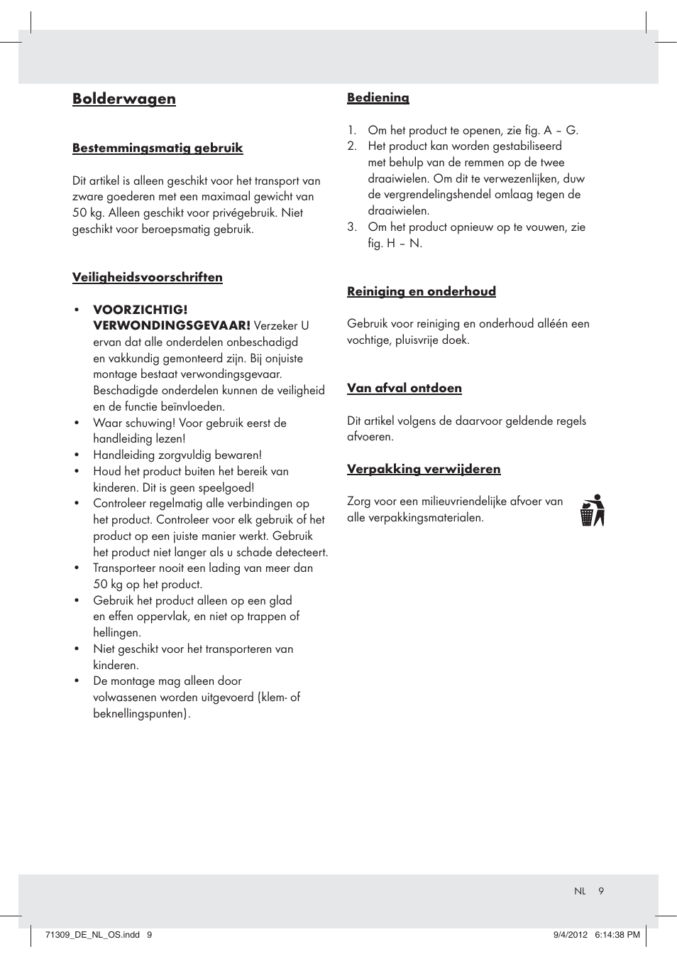 Bolderwagen | Rocktrail Utility Wagon Z31220 User Manual | Page 9 / 10