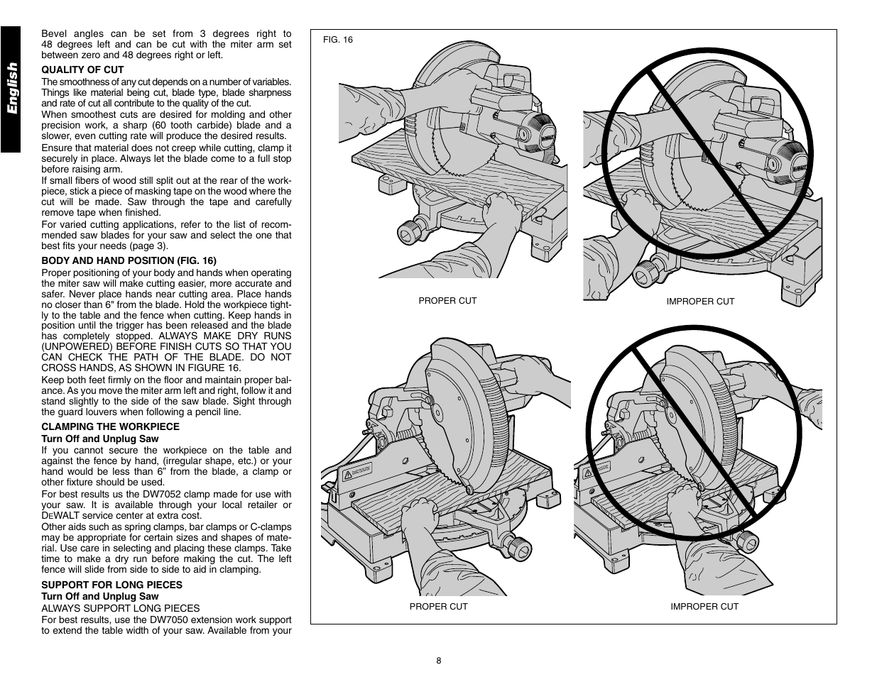 DeWalt 12" COMPOUND MITER SAW DW705 User Manual | Page 10 / 52