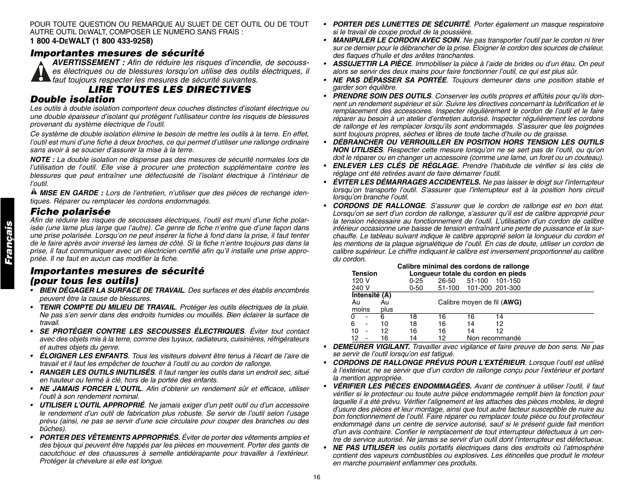 DeWalt 12" COMPOUND MITER SAW DW705 User Manual | Page 18 / 52