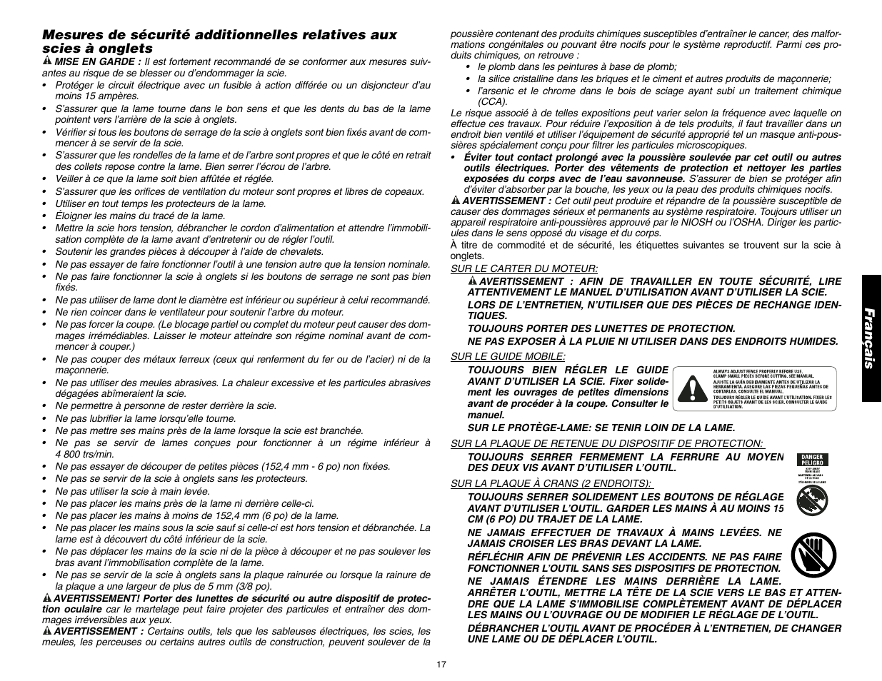 DeWalt 12" COMPOUND MITER SAW DW705 User Manual | Page 19 / 52