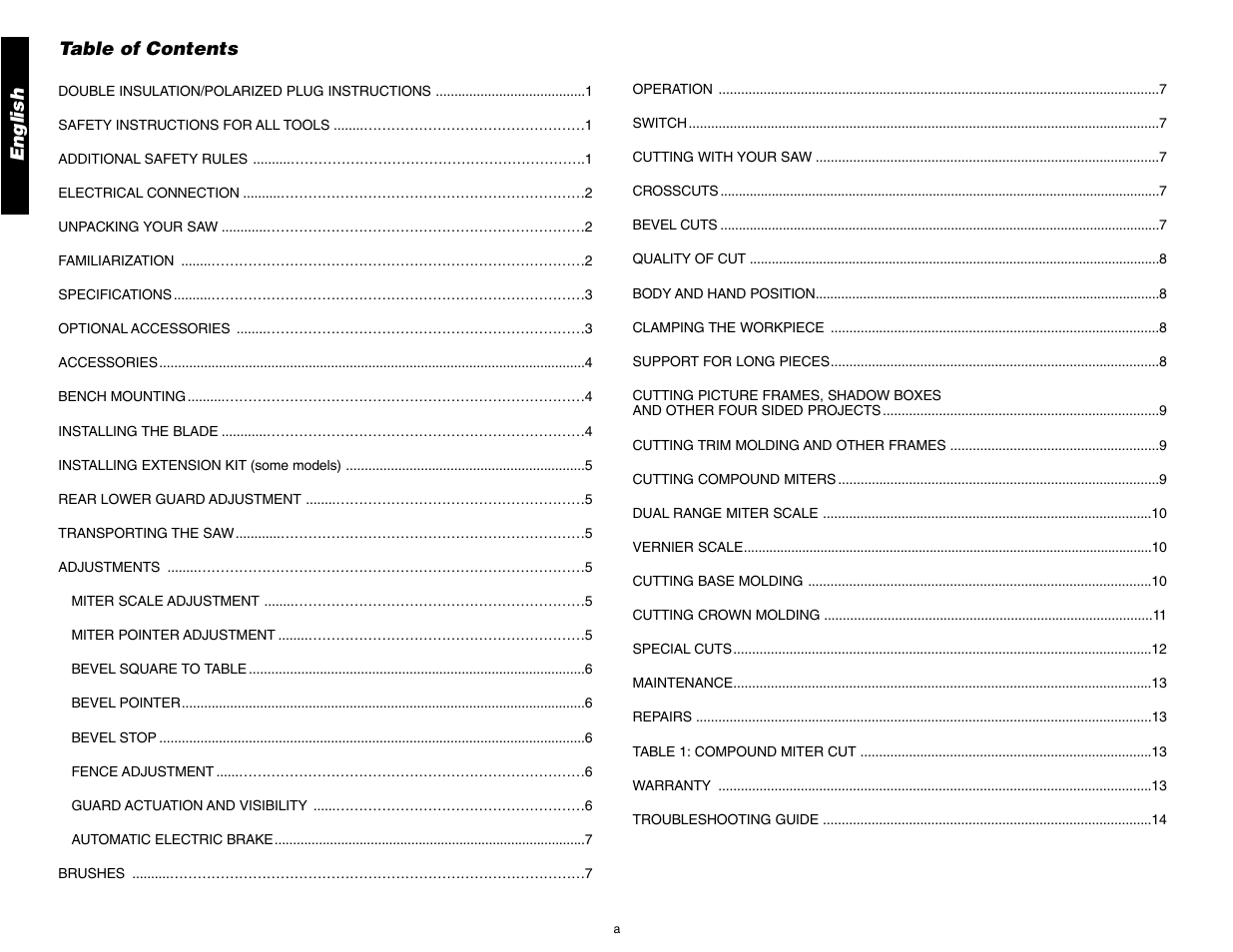 DeWalt 12" COMPOUND MITER SAW DW705 User Manual | Page 2 / 52