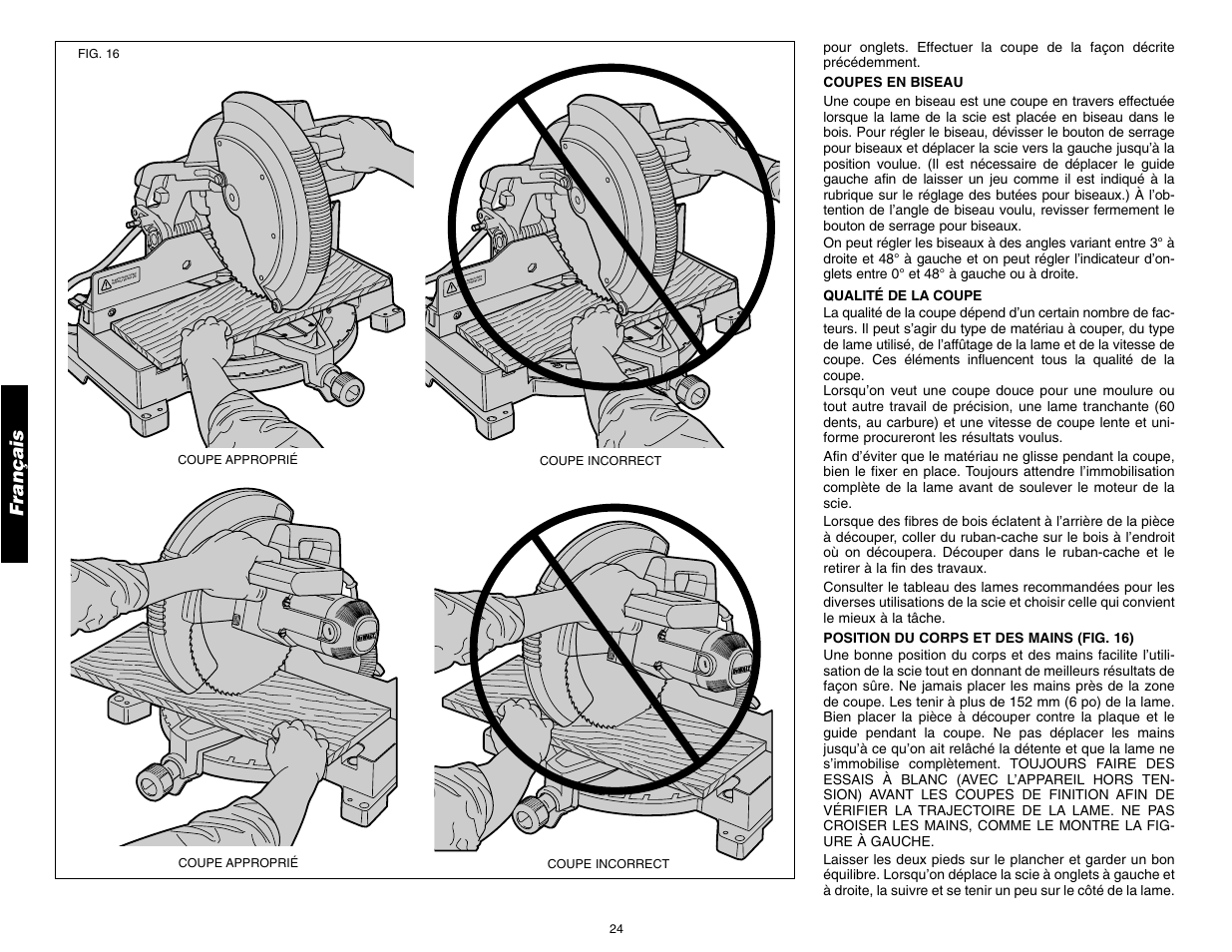 DeWalt 12" COMPOUND MITER SAW DW705 User Manual | Page 26 / 52