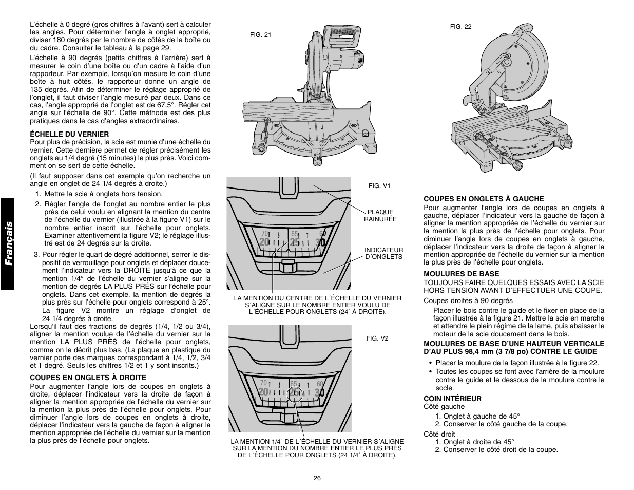 Français, Alwa ys ad just f ence prop erly be fore us e | DeWalt 12" COMPOUND MITER SAW DW705 User Manual | Page 28 / 52
