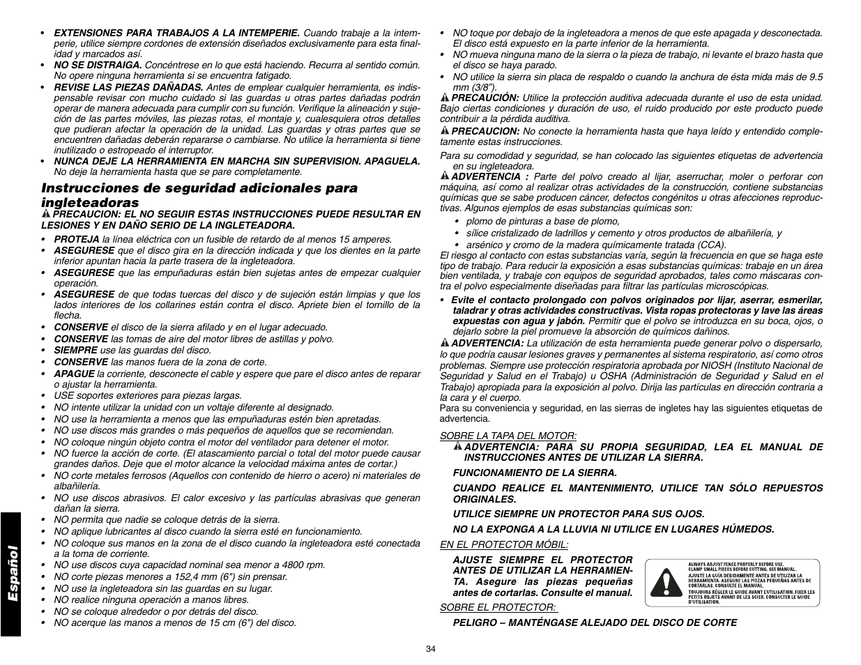 DeWalt 12" COMPOUND MITER SAW DW705 User Manual | Page 36 / 52