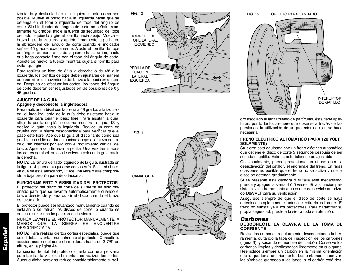 DeWalt 12" COMPOUND MITER SAW DW705 User Manual | Page 42 / 52