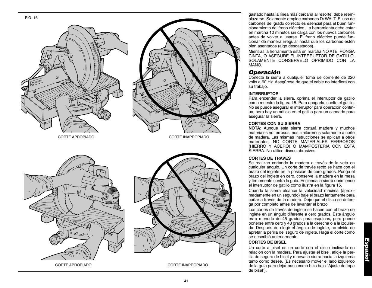 DeWalt 12" COMPOUND MITER SAW DW705 User Manual | Page 43 / 52
