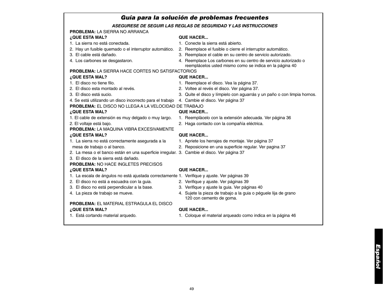 DeWalt 12" COMPOUND MITER SAW DW705 User Manual | Page 51 / 52