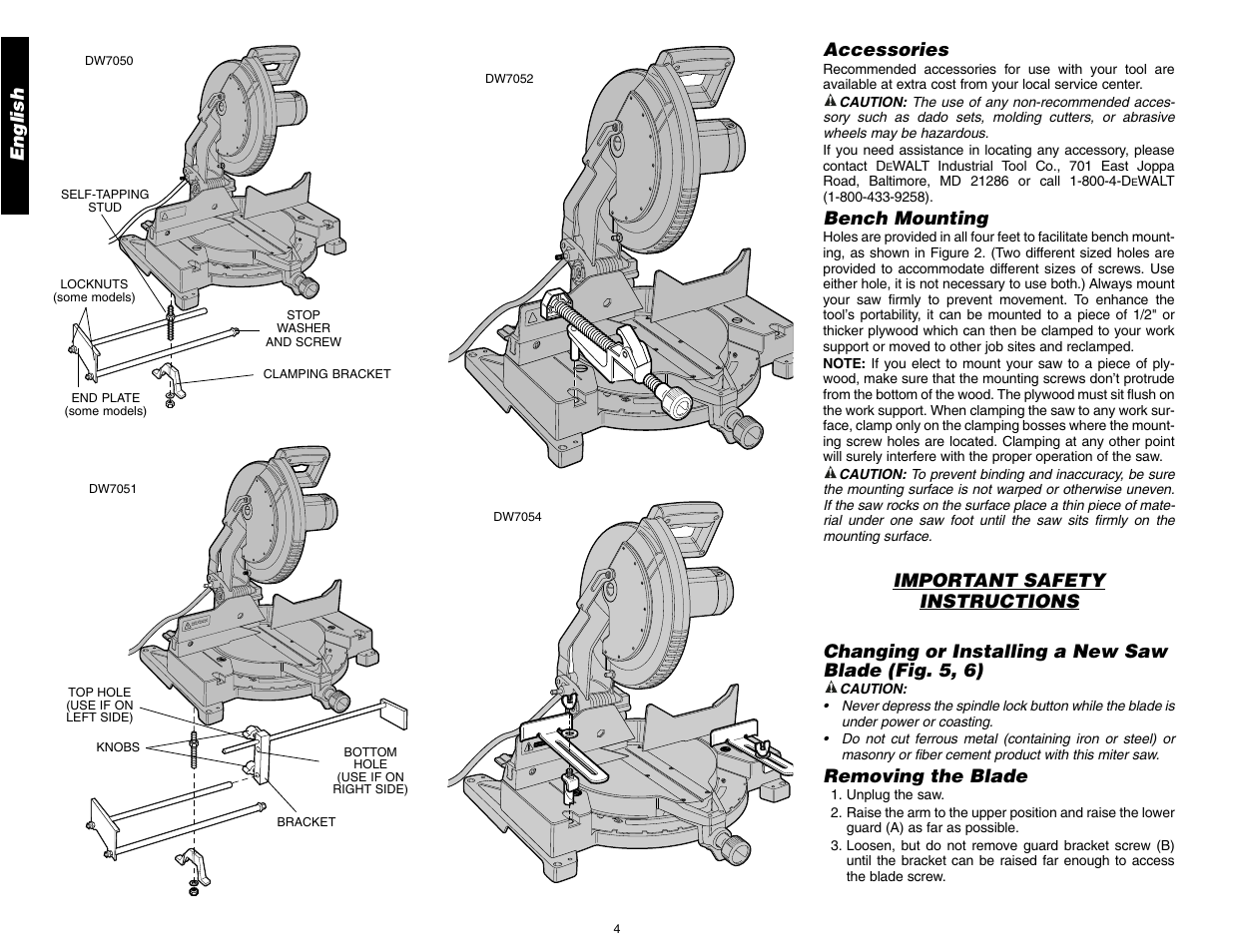 DeWalt 12" COMPOUND MITER SAW DW705 User Manual | Page 6 / 52