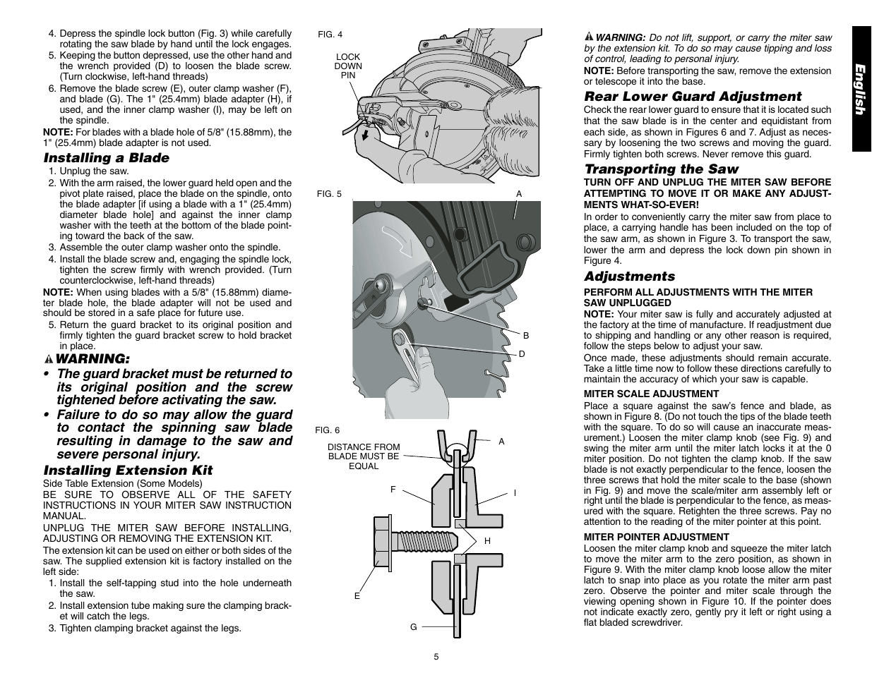 DeWalt 12" COMPOUND MITER SAW DW705 User Manual | Page 7 / 52