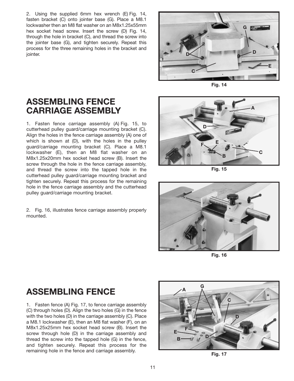 Assembling fence carriage assembly, Assembling fence | Delta 37-380 User Manual | Page 11 / 28