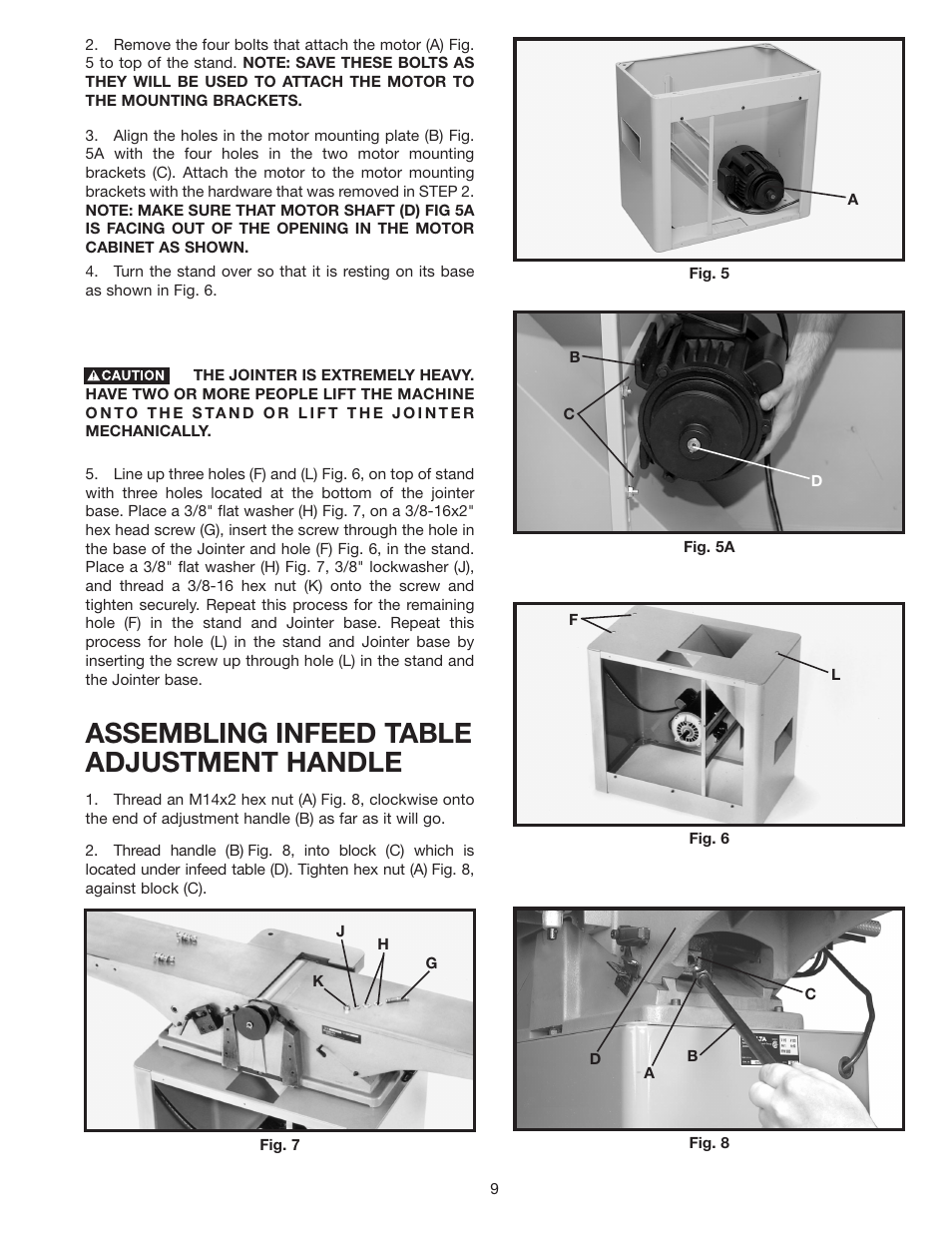 Assembling infeed table adjustment handle | Delta 37-380 User Manual | Page 9 / 28