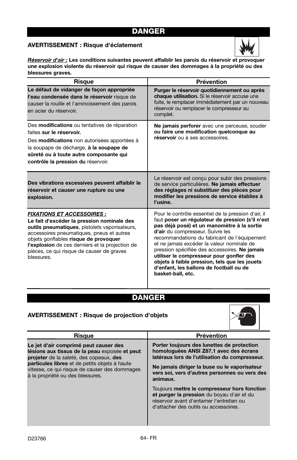 Danger | DeWalt DeVILBISS User Manual | Page 64 / 92