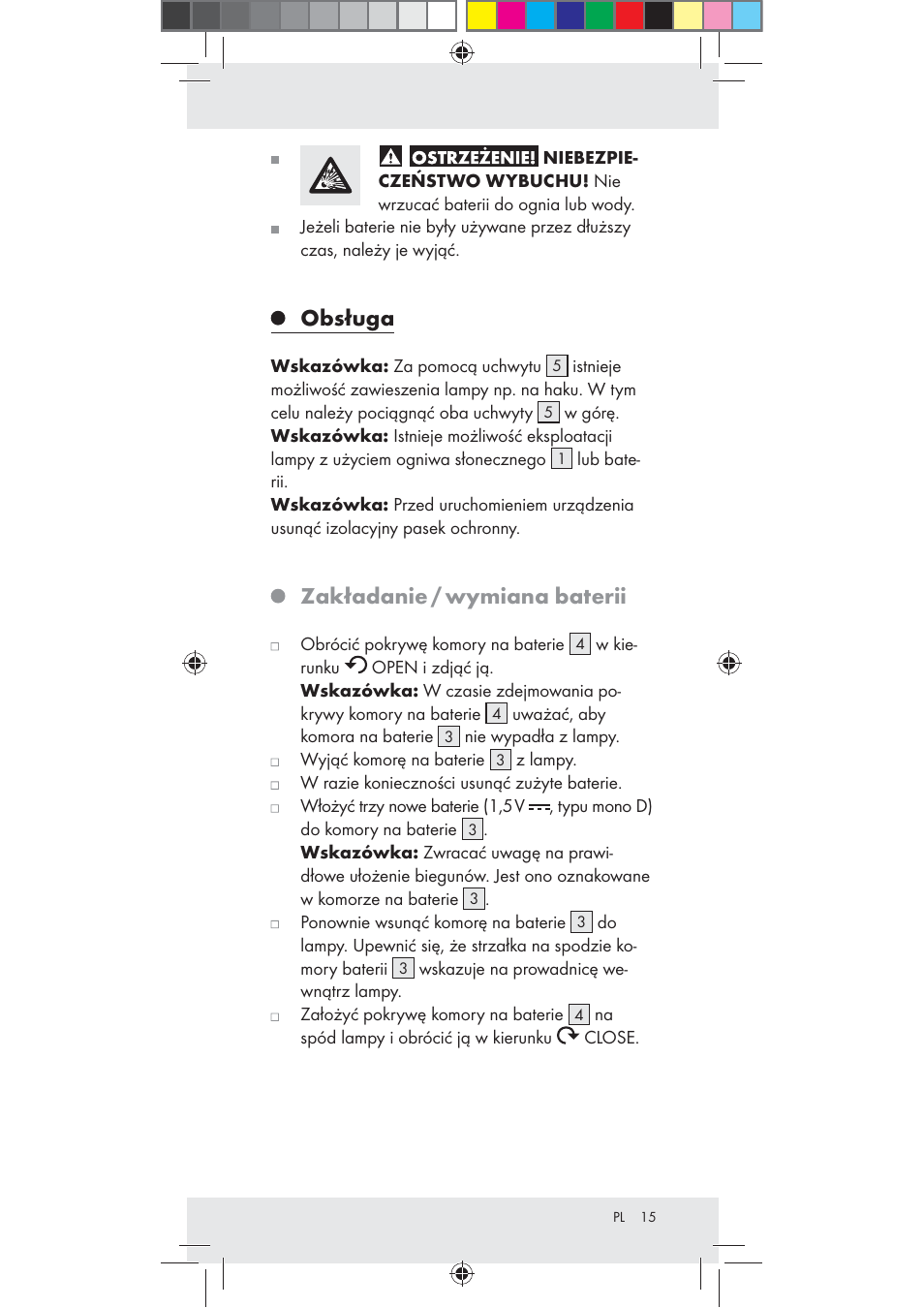 Obsługa, Zakładanie / wymiana baterii | Rocktrail Z30712 User Manual | Page 15 / 53