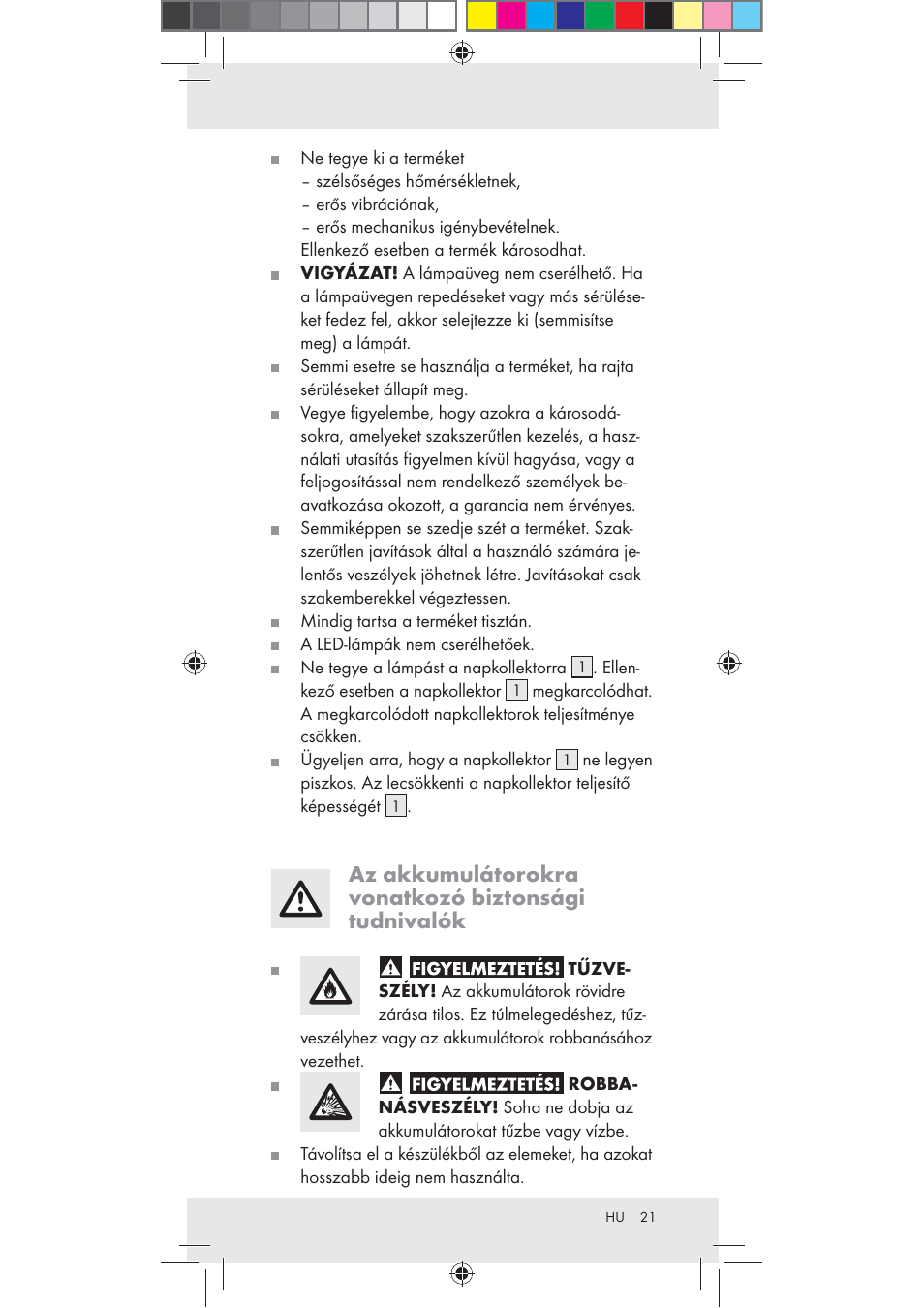 Az akkumulátorokra vonatkozó biztonsági tudnivalók | Rocktrail Z30712 User Manual | Page 21 / 53