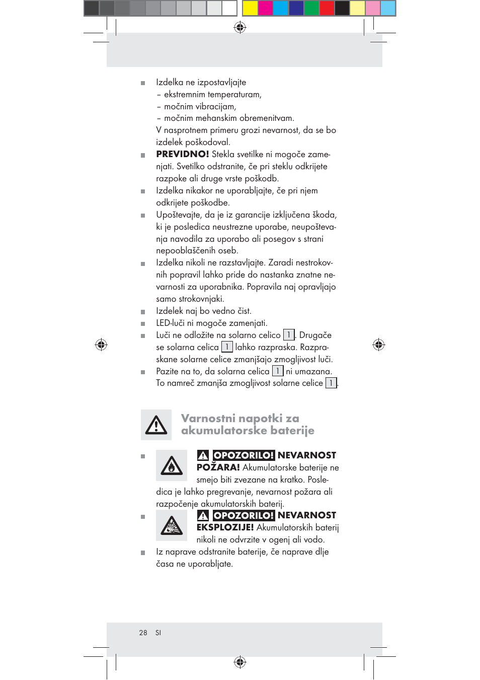 Varnostni napotki za akumulatorske baterije | Rocktrail Z30712 User Manual | Page 28 / 53