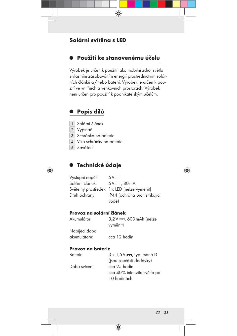 Popis dílů, Technické údaje | Rocktrail Z30712 User Manual | Page 33 / 53