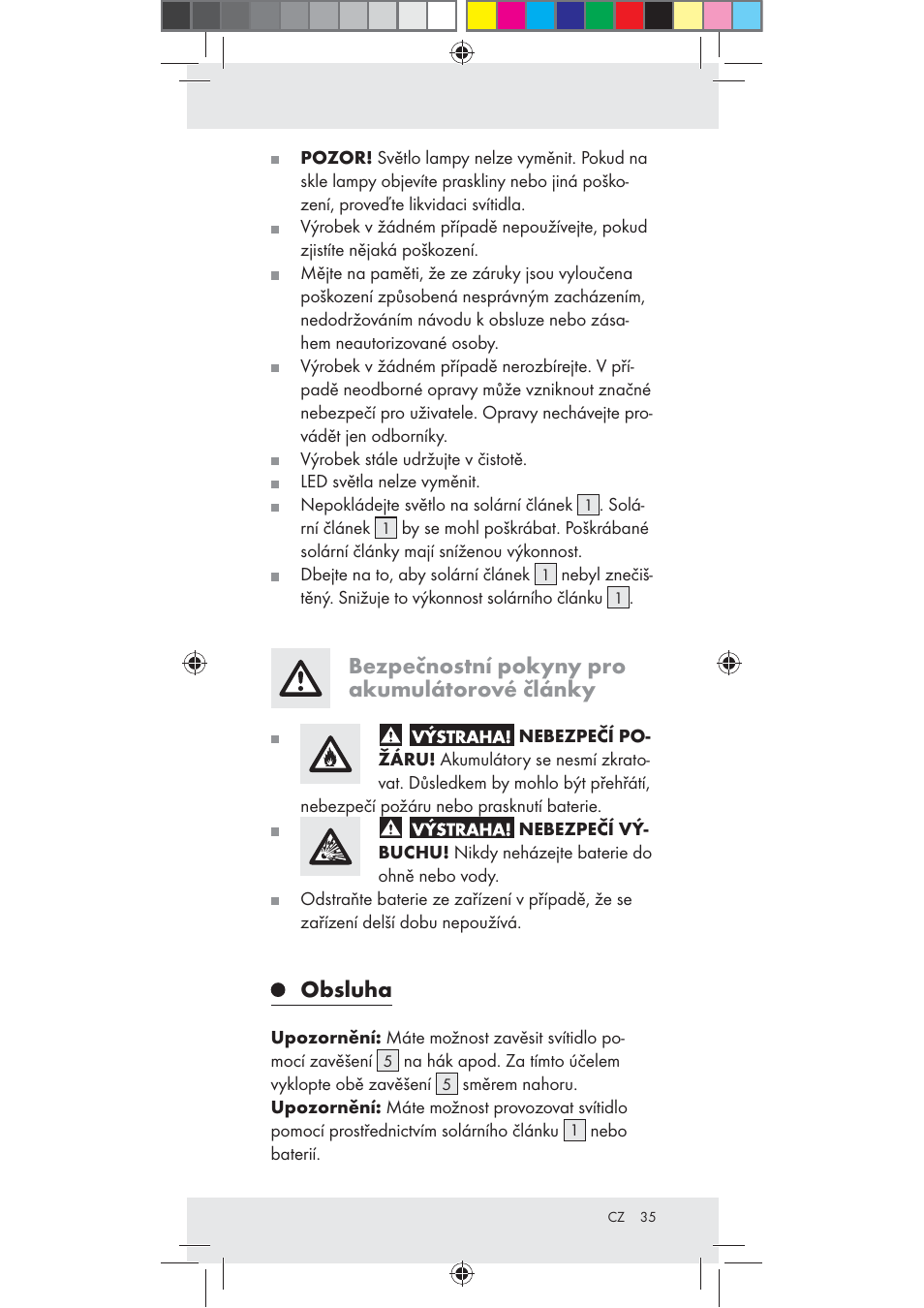 Bezpečnostní pokyny pro akumulátorové články, Obsluha | Rocktrail Z30712 User Manual | Page 35 / 53