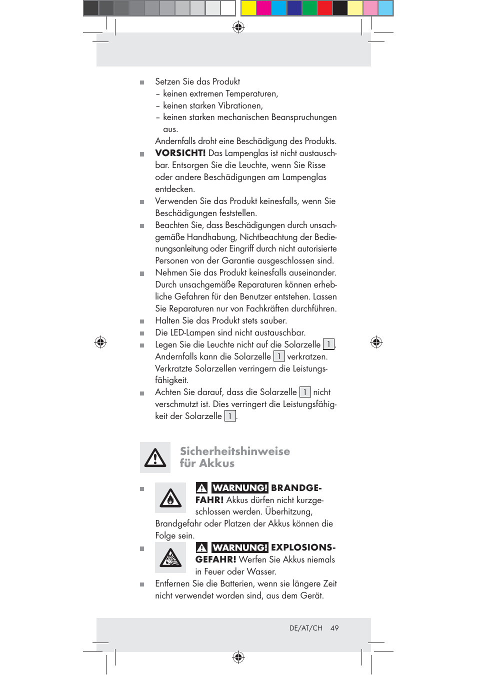 Sicherheitshinweise für akkus | Rocktrail Z30712 User Manual | Page 49 / 53