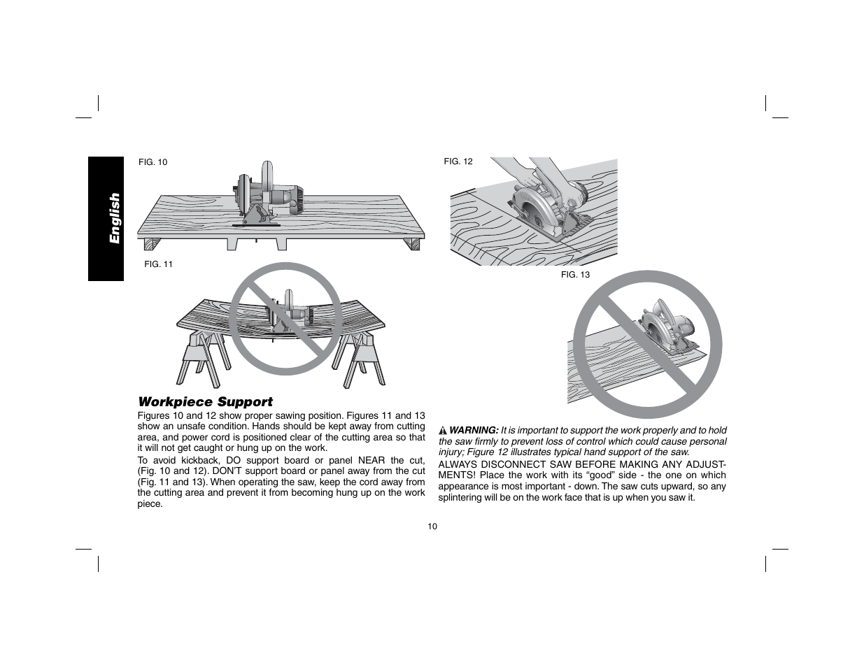 English workpiece support | DeWalt DW369 User Manual | Page 12 / 56