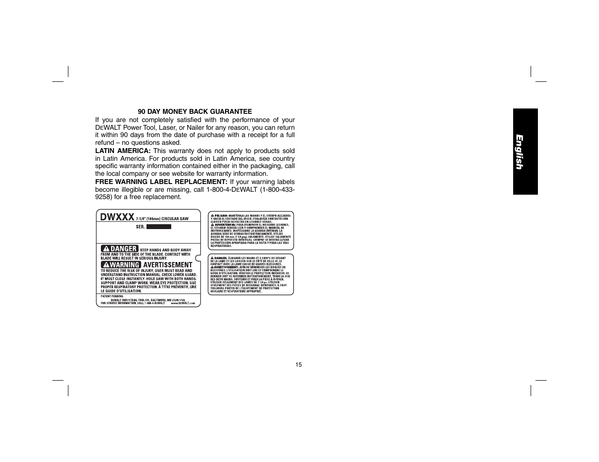 English | DeWalt DW369 User Manual | Page 17 / 56
