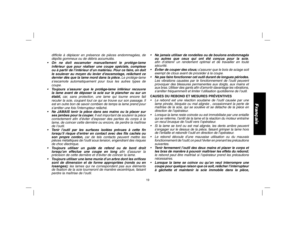Français | DeWalt DW369 User Manual | Page 21 / 56