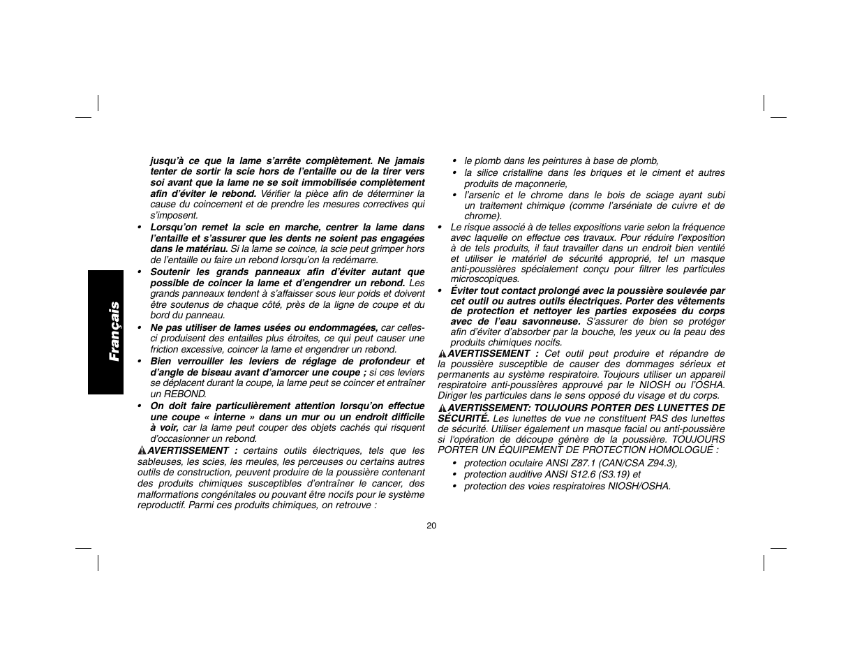 Français | DeWalt DW369 User Manual | Page 22 / 56