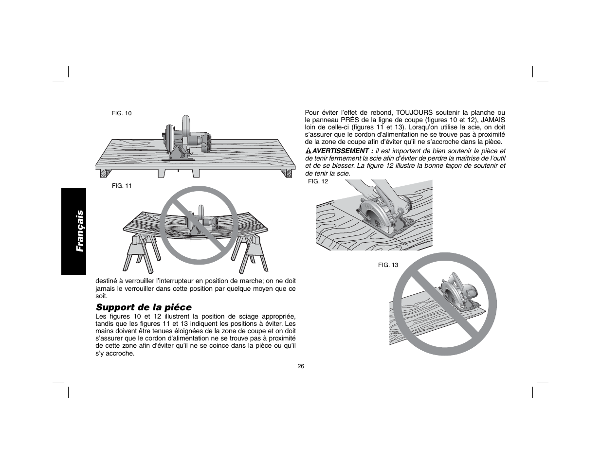 Français, Support de la piéce | DeWalt DW369 User Manual | Page 28 / 56