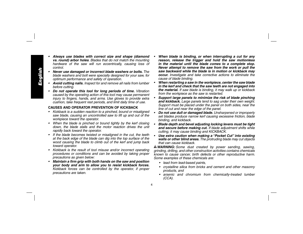 English | DeWalt DW369 User Manual | Page 6 / 56