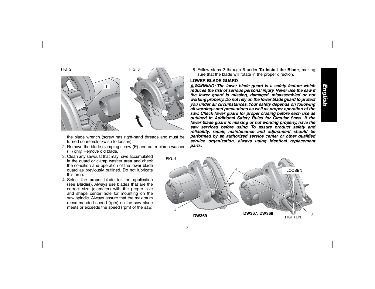 English | DeWalt DW369 User Manual | Page 9 / 56
