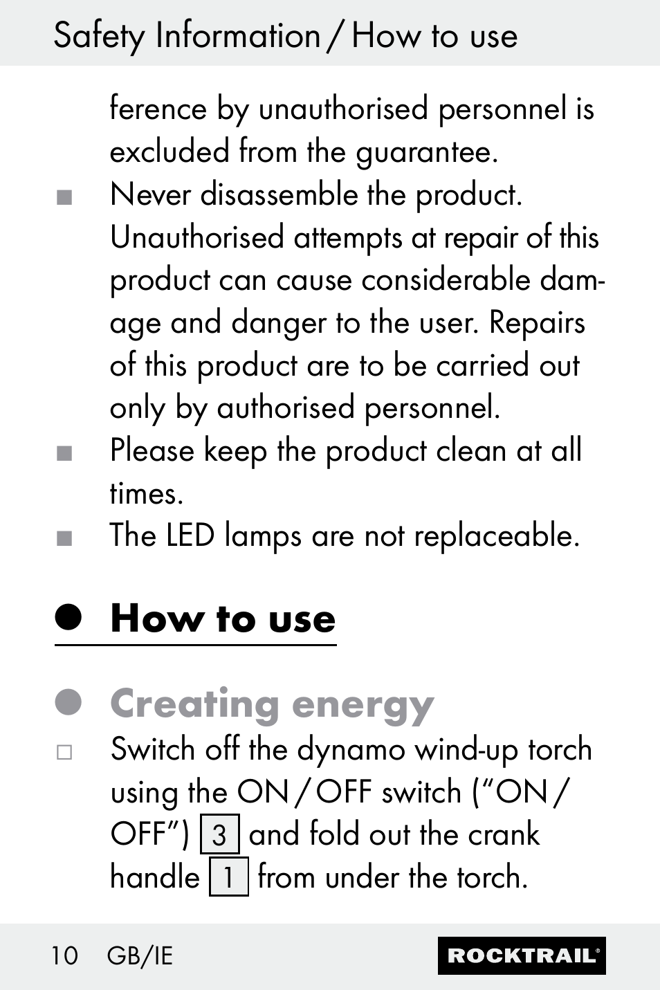 How to use, Creating energy | Rocktrail Z30693 User Manual | Page 10 / 47