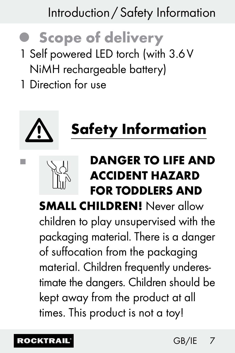 Scope of delivery, Safety information | Rocktrail Z30693 User Manual | Page 7 / 47