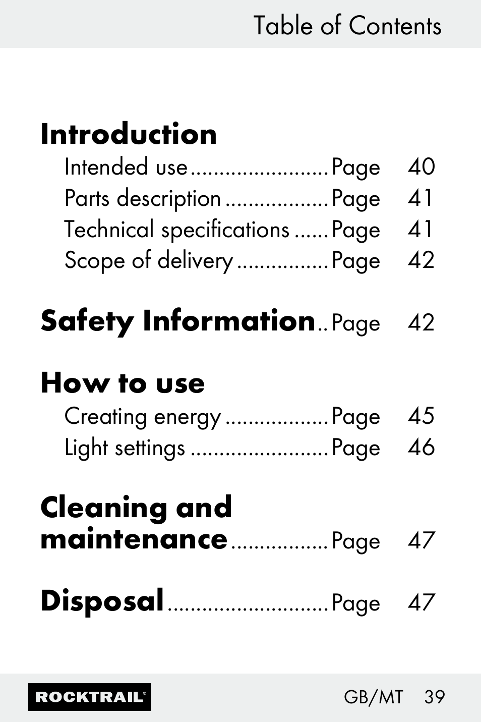 Rocktrail Z30693 User Manual | Page 39 / 50