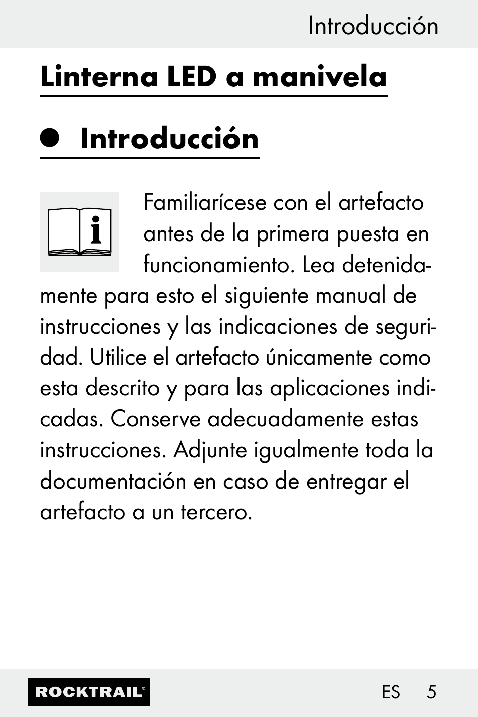 Linterna led a manivela, Introducción | Rocktrail Z30693 User Manual | Page 5 / 50