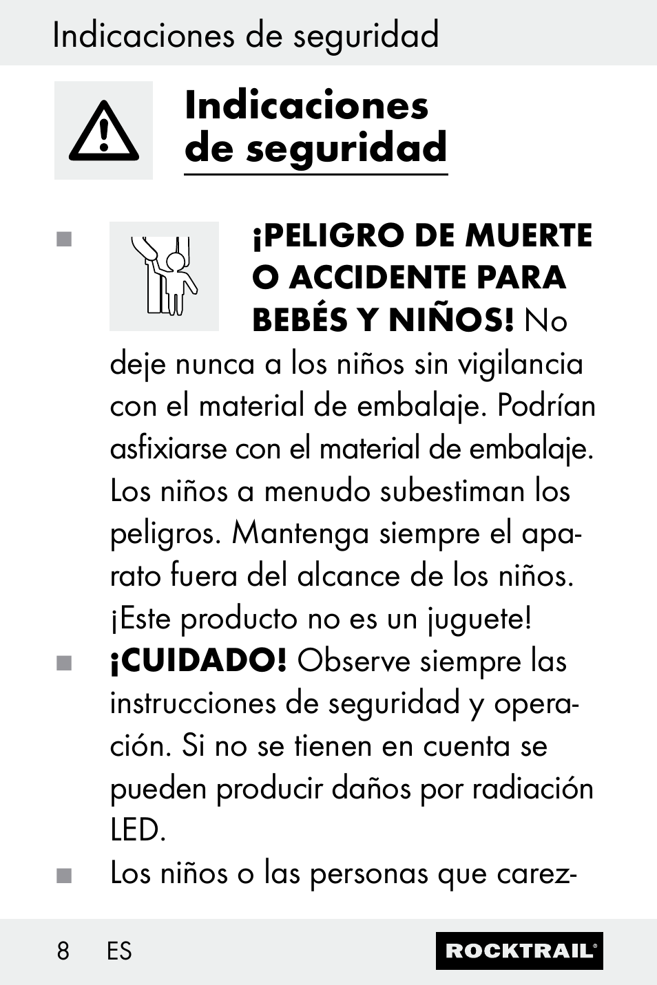 Indicaciones de seguridad | Rocktrail Z30693 User Manual | Page 8 / 50