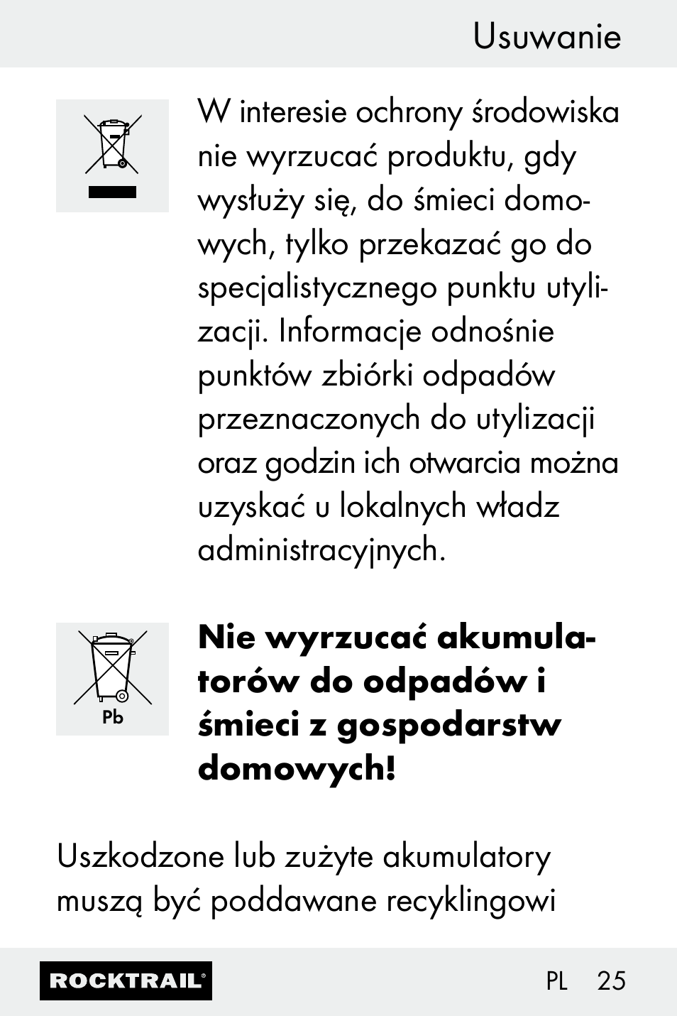 Usuwanie | Rocktrail Z30693 User Manual | Page 25 / 71