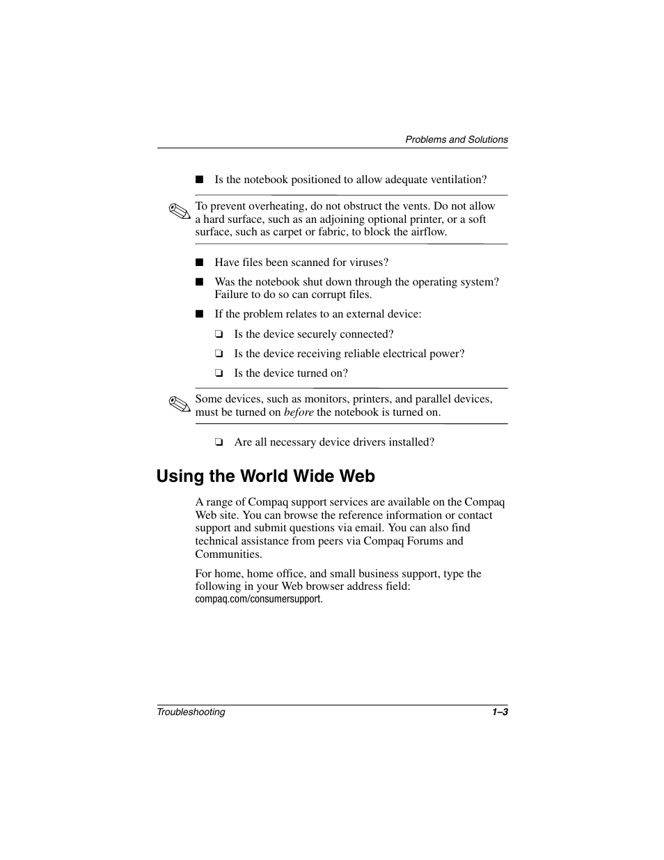 Using the world wide web, Using the world wide web –3 | Compaq 267644-001 User Manual | Page 6 / 34