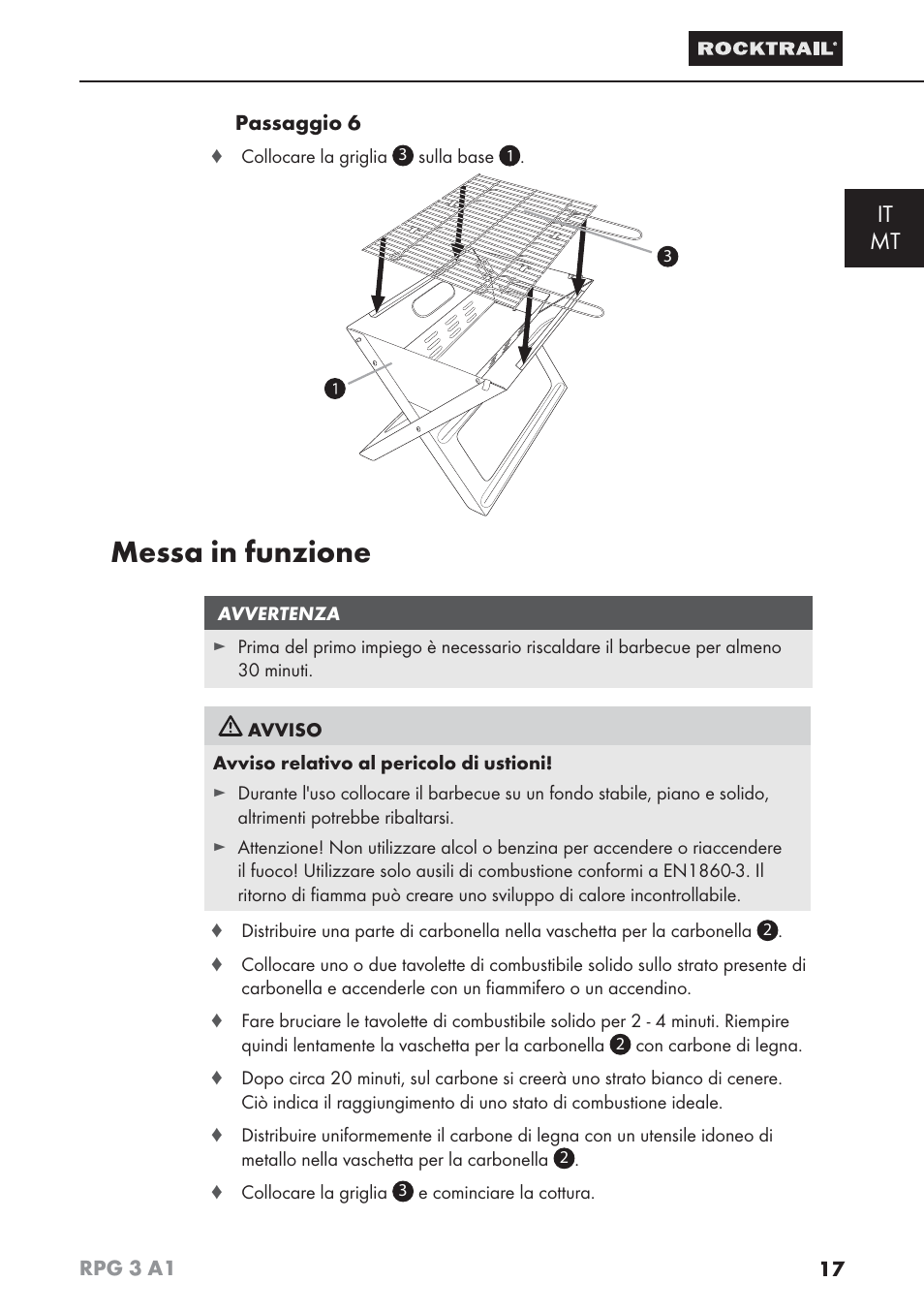 Messa in funzione, It mt | Rocktrail RPG 3 A1 User Manual | Page 19 / 42
