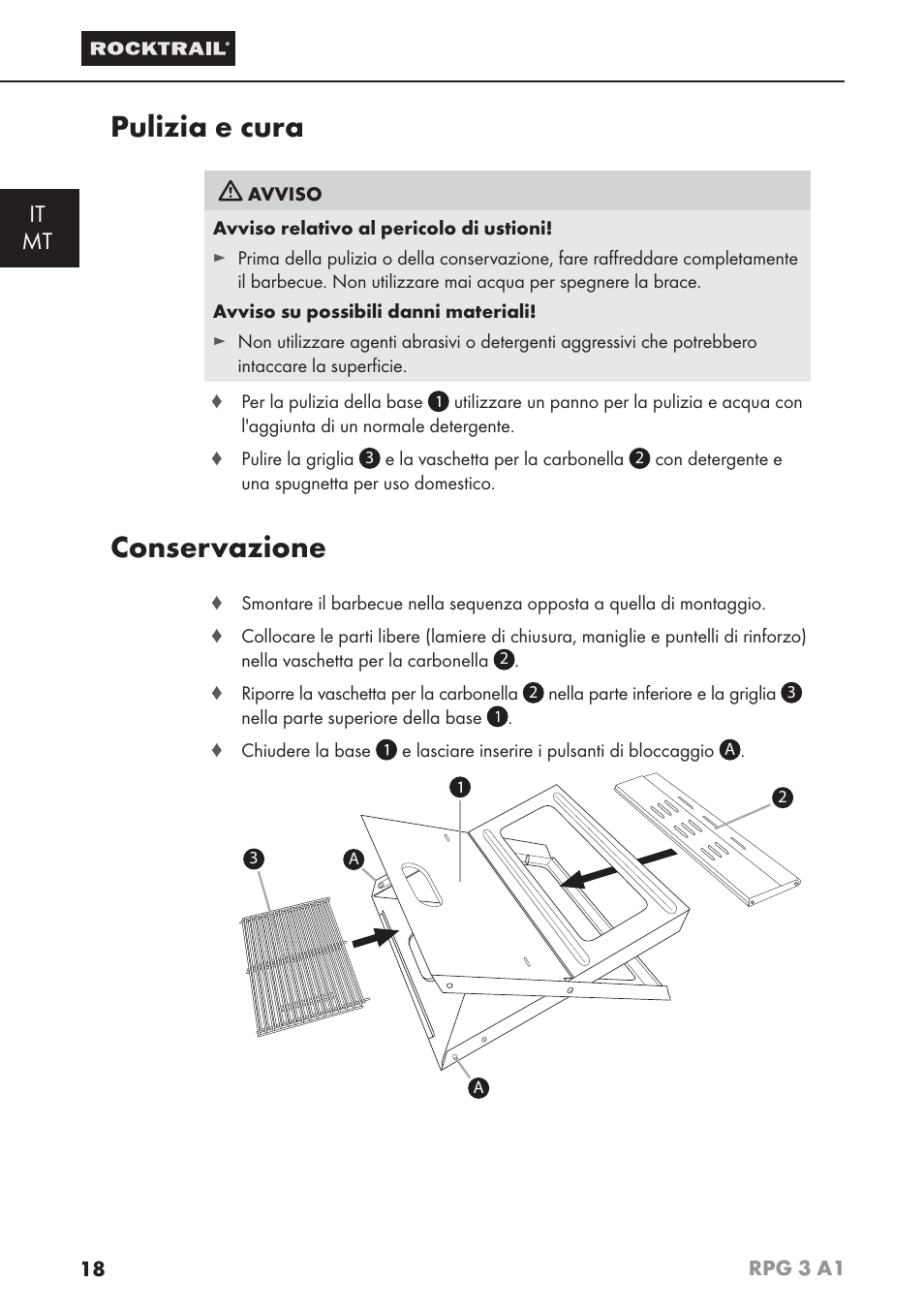 Pulizia e cura, Conservazione, It mt | Rocktrail RPG 3 A1 User Manual | Page 20 / 42