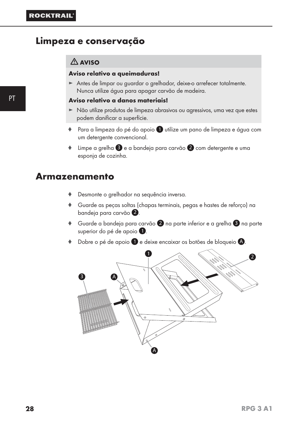 Limpeza e conservação, Armazenamento | Rocktrail RPG 3 A1 User Manual | Page 30 / 42