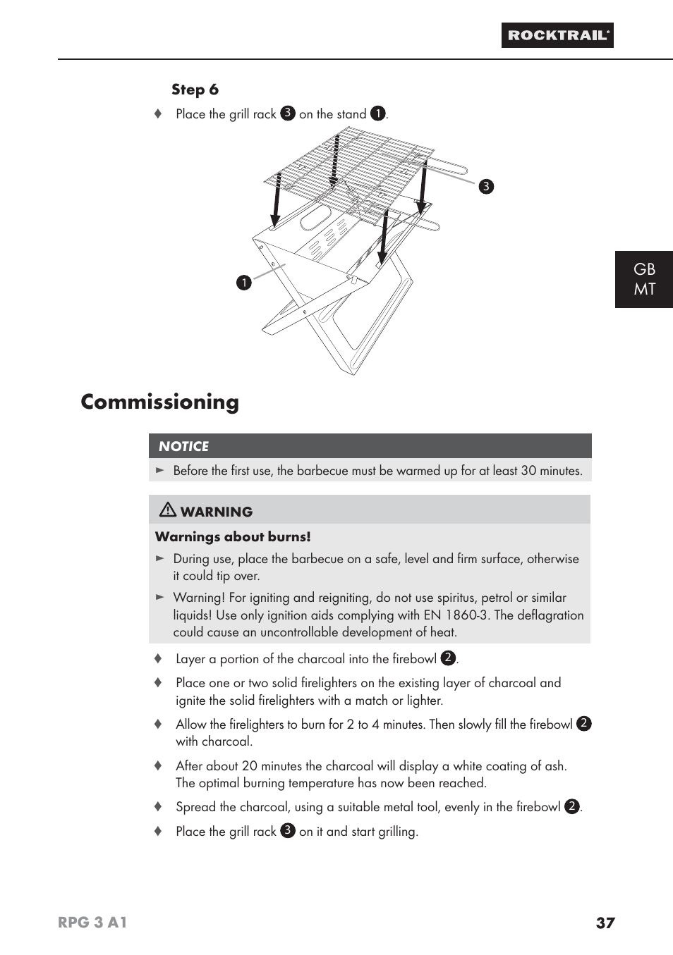 Commissioning, Gb mt | Rocktrail RPG 3 A1 User Manual | Page 39 / 42