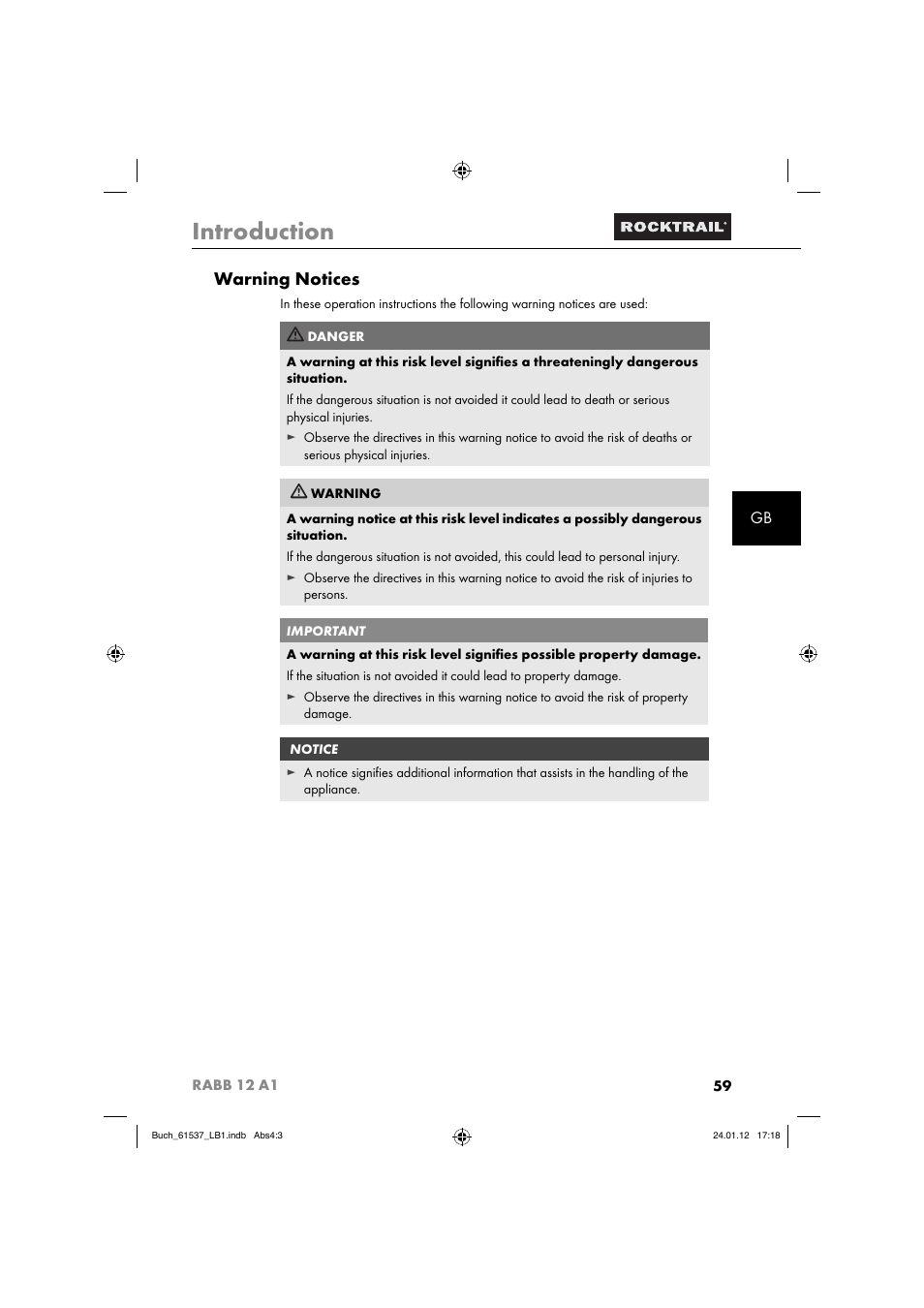 Introduction, Warning notices | Rocktrail Car Cool Box RABB 12 A1 User Manual | Page 62 / 74