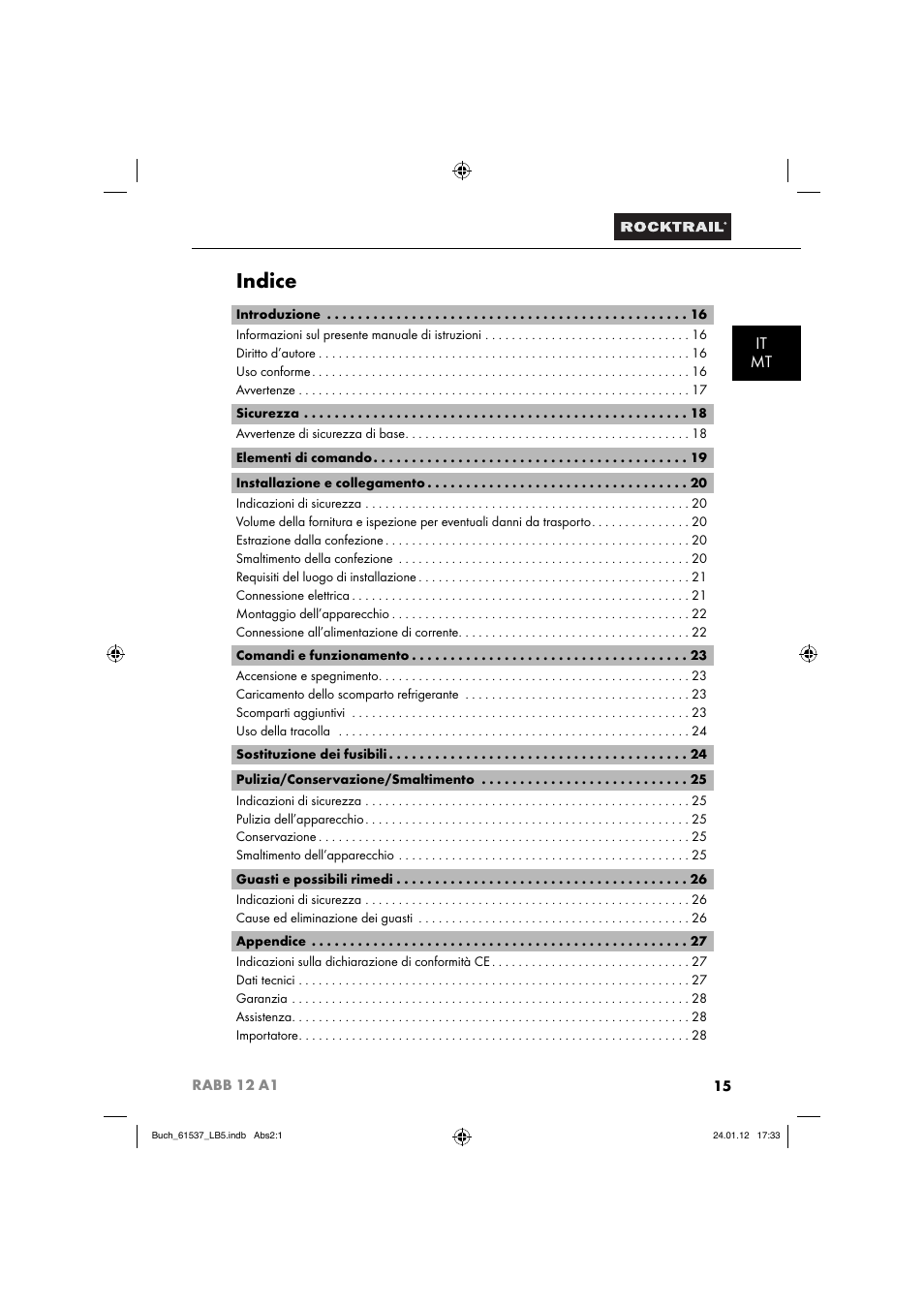 Indice, It mt | Rocktrail Car Cool Box RABB 12 A1 User Manual | Page 18 / 74