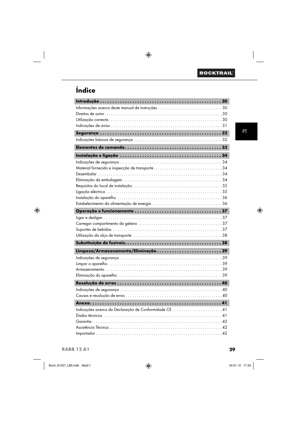 Índice | Rocktrail Car Cool Box RABB 12 A1 User Manual | Page 32 / 74