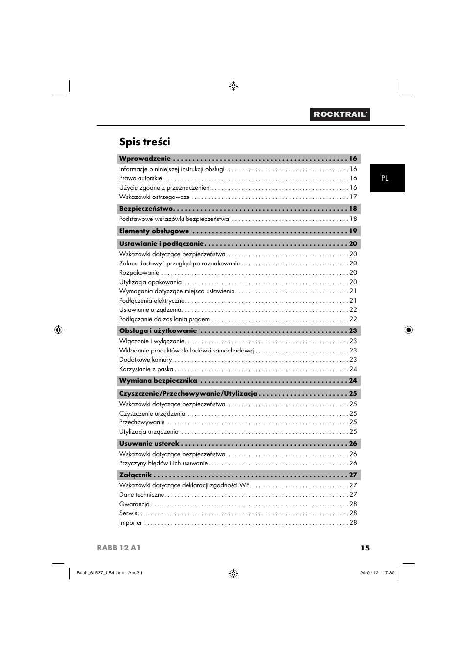Rocktrail Car Cool Box RABB 12 A1 User Manual | Page 18 / 102