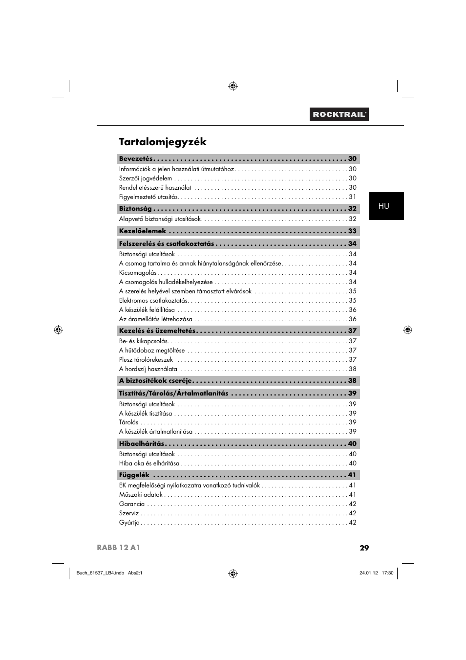 Tartalomjegyzék | Rocktrail Car Cool Box RABB 12 A1 User Manual | Page 32 / 102